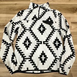 Neon Riot White Black Aztec Quarter Zip Pullover Sweatshirt Women’s Small